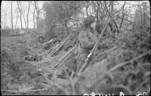 The British Army in North-west Europe 1944-45 Infantry of 2nd Argyll and Sutherland Highlanders, 15th (Scottish) Division, dug in outside Kleve in the Reichswald, 10 February 1945.
