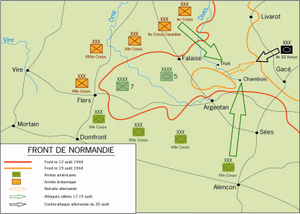Carte de la bataille de la poche de Falaise