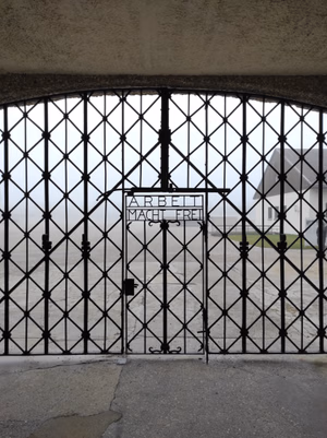 Photo of the gate to the Dachau concentration camp in Dachau , Germany