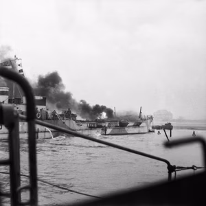 The British Army in Normandy 1944 Landing craft in action off Sword Beach, 6 June 1944.