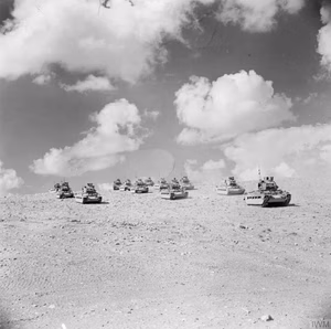 Tobruk 1941: British Matilda tanks move forward at Tobruk