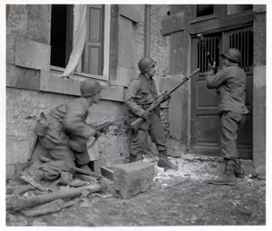 117th Infantry Regiment (30th Division) clearing German snipers house-to-house in Stavelot