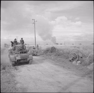 The British Army in the Normandy Campaign 1944 Stuart tank during the assault on Caen, 9 July 1944.