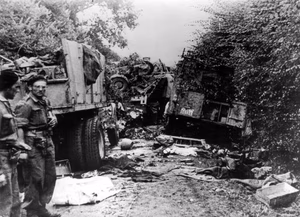 German column destroyed by 1st Polish Armoured Division in Normandy 1944.