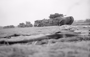 A column of Churchill tanks and other vehicles at the start of Operation 'Veritable', NW Europe, 8 February 1945. Churchill tanks and other vehicles at the start of Operation 'Veritable', 8 February 1945.
