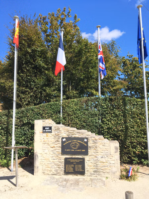 Memorial commemorating the Northamptonshire Yeomanry who liberated Saint-Aignan de Cramesnil during the operation Totalize on 8th August 1944