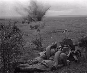 “On the battlefield”. Soldiers of the 20th army fighting on the Dnieper bank to the west of Dorogobuzh. The Western Front.