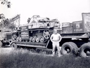 A captured German Panzer IV at a war bond drive at the U.S. Army Watertown Arsenal, Watertown, Massachusetts (USA), circa in 1943-1945.