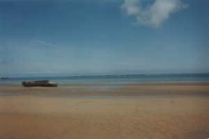 Mulberry harbours in Arromanches, part of the D-Day tactics during WW2's Gold Beach operation, modern day view