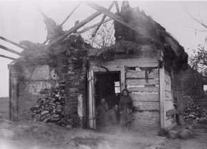 Eastern Poland farmhouse destroyed during German invasion in 1941. Territory of todays Belarus or Ukraine.