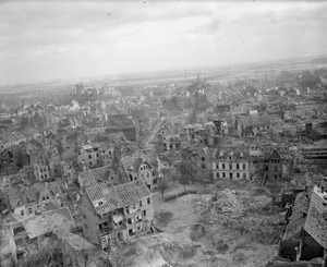 Royal Air Force 1939-1945- Bomber Command The German town of Kleve, photographed from a low-flying Auster aircraft, a few days after the major Bomber Command raid on 7-8 February 1945, carried out as a prelude to Operation 'Veritable', the British and Canadian advance across the Rhine.