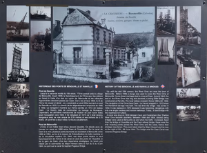 Historical panel related to the Bénouville and Ranville bridges before 1944