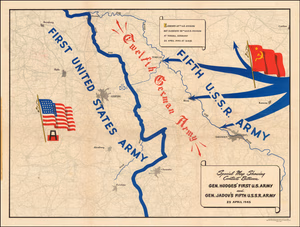Special Map Showing Contact Between Gen. Hodges' First U.S. Army and Gen. Jadov's Firth U.S.S.R. Army 25 April 1945 https://www.raremaps.com/gallery/detail/52194/second-world-war-elbe-day-special-map-showing-contact-be-us-army