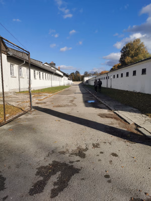 Dachau concentration camp memorial buildings and location located at Dachau, Bavaria, Germany.
