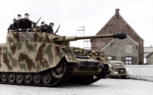 This is a retouched picture , which means that it has been digitally altered from its original version. Modifications: recolored . The original can be viewed here: Bundesarchiv Bild 101I-297-1722-29, Im Westen, Panzer IV.jpg : . Modifications made by Ruffneck88 . .mw-parser-output table.commons-file-information-table,.mw-parser-output .fileinfotpl-type-information,.mw-parser-output .fileinfotpl-type-artwork{border:1px solid var(--border-color-base,#a2a9b1);background-color:var(--background-color-interactive-subtle,#f8f9fa);padding:5px;font-size:95%;border-spacing:2px;box-sizing:border-box;margin:0;width:100%;color:inherit}.mw-parser-output table.commons-file-information-table>tbody>tr,.mw-parser-output .fileinfotpl-type-information>tbody>tr,.mw-parser-output .fileinfotpl-type-artwork>tbody>tr{vertical-align:top}.mw-parser-output table.commons-file-information-table>tbody>tr>td,.mw-parser-output table.commons-file-information-table>tbody>tr>th,.mw-parser-output .fileinfotpl-type-information>tbody>tr>td,.mw-parser-output .fileinfotpl-type-information>tbody>tr>th,.mw-parser-output .fileinfotpl-type-artwork>tbody>tr>td,.mw-parser-output .fileinfotpl-type-artwork>tbody>tr>th{padding:4px}.mw-parser-output .fileinfo-paramfield{background:#ccf;text-align:right;padding-right:0.4em;width:15%;font-weight:bold;color:inherit}.mw-parser-output .commons-file-information-table+table.commons-file-information-table,.mw-parser-output .commons-file-information-table+div.commons-file-information-table>table{border-top:0;padding-top:0;margin-top:-8px}@media only screen and (max-width:719px){.mw-parser-output table.commons-file-information-table,.mw-parser-output .commons-file-information-table .fileinfotpl-type-information,.mw-parser-output .commons-file-information-table .fileinfotpl-type-artwork{border-spacing:0;padding:0;word-break:break-word;width:100%!important}.mw-parser-output .commons-file-information-table>tbody,.mw-parser-output .fileinfotpl-type-information>tbody,.mw-parser-output .fileinfotpl-type-artwork>tbody{display:block}.mw-parser-output .commons-file-information-table>tbody>tr>td,.mw-parser-output .commons-file-information-table>tbody>tr>th,.mw-parser-output .fileinfotpl-type-information>tbody>tr>td,.mw-parser-output .fileinfotpl-type-information>tbody>tr>th,.mw-parser-output .fileinfotpl-type-artwork>tbody>tr>td,.mw-parser-output .fileinfotpl-type-artwork>tbody>tr>th{padding:0.2em 0.4em;text-align:left;text-align:start}.mw-parser-output .commons-file-information-table>tbody>tr,.mw-parser-output .fileinfotpl-type-information>tbody>tr,.mw-parser-output .fileinfotpl-type-artwork>tbody>tr{display:flex;flex-direction:column}.mw-parser-output .commons-file-information-table+table.commons-file-information-table,.mw-parser-output .commons-file-information-table+div.commons-file-information-table>table{margin-top:-1px}.mw-parser-output table .fileinfo-paramfield{box-sizing:border-box;flex:1 0 100%;width:100%}}.mw-parser-output table.commons-file-information-table,.mw-parser-output .fileinfotpl-type-information,.mw-parser-output .fileinfotpl-type-artwork,.mw-parser-output .fileinfo-paramfield{color:var(--color-base,#202122)}html.skin-theme-clientpref-night .mw-parser-output .fileinfo-paramfield{background:#2a2a5c;color:white}html.skin-theme-clientpref-night .mw-parser-output .fileinfotpl-type-artwork tbody>tr>th[style*="#ccf"]{background-color:#2a2a5c!important;color:white}@media screen and (prefers-color-scheme:dark){html.skin-theme-clientpref-os .mw-parser-output .fileinfo-paramfield{background:#2a2a5c;color:white}html.skin-theme-clientpref-os .mw-parser-output .fileinfotpl-type-artwork tbody>tr>th[style*="#ccf"]{background-color:#2a2a5c!important;color:white}} Im Westen, Panzer IV ( ) Photographer Kurth Archive description InfoField Description provided by the archive when the original description is incomplete or wrong. You can help by reporting errors and typos at Commons:Bundesarchiv/Error reports . Belgien/Frankreich.- II./SS-Pz.-Rgt. 12 "Hitlerjugend". Panzer IV mit Seitenschürzen (Turmnummer 625). Übung unter Aufsicht von Offizieren des Heeres; PK 698 Title Im Westen, Panzer IV Depicted place Im Westen Date 1943 date QS:P571,+1943-00-00T00:00:00Z/9 Collection German Federal Archives Native name Das Bundesarchiv Parent institution Federal Government Commissioner for Culture and Media Location Koblenz (headquarters) Coordinates 50° 20′ 32.71″ N, 7° 34′ 21.22″ E Established 1946 Website www.bundesarchiv.de Authority file : Q685753 VIAF : 137346469 ISNI : 0000000405552728 LCCN : n92025526 NLA : 36455393 OSM : 1844909 WorldCat institution QS:P195,Q685753 Current location Propagandakompanien der Wehrmacht - Heer und Luftwaffe (Bild 101 I) Accession number Bild 101I-297-1722-29 Source This image was provided to Wikimedia Commons by the German Federal Archive (Deutsches Bundesarchiv) as part of a cooperation project . The German Federal Archive guarantees an authentic representation only using the originals (negative and/or positive), resp. the digitalization of the originals as provided by the Digital Image Archive .