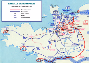 Map of the Normandy Battle August 1-13 1944