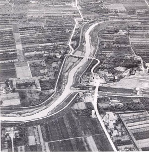 Ponte di Bomporto sul fiume panaro nel 1945