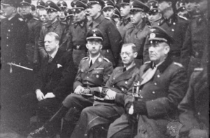 The first Norwegian volunteers taking the oath as new soldiers of Regiment Nordland of the Waffen-SS during a ceremony in Oslo, 30 January 1941.