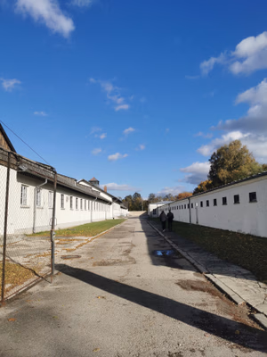 Dachau concentration camp memorial buildings and location located at Dachau, Bavaria, Germany.