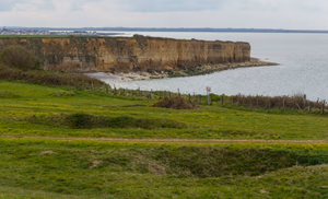 Towards the west, from Pointe du Hoc , in background, Grandcamp-Maisy, Calvados, Normandy, France.