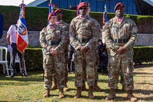 U.S. paratroopers assigned to the 82nd Airborne Division chorus prepare to celebrate the Three Cemeteries Monument during the 82nd commemoration of D-Day at Sainte Mere Eglise, France, June 2, 2026. The Three Cemeteries Monument honors the 14,000 U.S. troops, particularly from the 82nd Airborne Division, who fell during the battle to liberate Normandy, France. On June 6, 1944, the United States military participated in the largest multinational amphibious landing and operational military airdrop in history. This assault led to France’s liberation from the German military and the eventual defeat of the Nazis. By the end of the D-Day invasion, more than 9,000 allied troops were dead or wounded. (U.S. Army photo by Maj. Joe Legros)