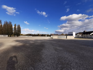 Dachau concentration camp memorial buildings and location located at Dachau, Bavaria, Germany.