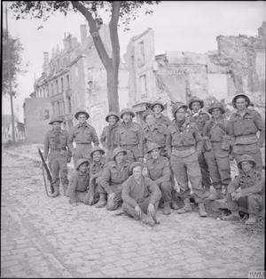 The British Army in the Normandy Campaign 1944 Men of 1st King's Own Scottish Borderers, 3rd Division, some of the first troops to enter Caen after Operation 'Charnwood', 9 July 1944.