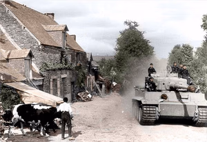 This is a retouched picture , which means that it has been digitally altered from its original version. Modifications: recolored . The original can be viewed here: Bundesarchiv Bild 101I-028-1607-26, Frankreich, Panzer VI (Tiger I).jpg : . Modifications made by Ruffneck'88 . .mw-parser-output table.commons-file-information-table,.mw-parser-output .fileinfotpl-type-information,.mw-parser-output .fileinfotpl-type-artwork{border:1px solid var(--border-color-base,#a2a9b1);background-color:var(--background-color-interactive-subtle,#f8f9fa);padding:5px;font-size:95%;border-spacing:2px;box-sizing:border-box;margin:0;width:100%;color:inherit}.mw-parser-output table.commons-file-information-table>tbody>tr,.mw-parser-output .fileinfotpl-type-information>tbody>tr,.mw-parser-output .fileinfotpl-type-artwork>tbody>tr{vertical-align:top}.mw-parser-output table.commons-file-information-table>tbody>tr>td,.mw-parser-output table.commons-file-information-table>tbody>tr>th,.mw-parser-output .fileinfotpl-type-information>tbody>tr>td,.mw-parser-output .fileinfotpl-type-information>tbody>tr>th,.mw-parser-output .fileinfotpl-type-artwork>tbody>tr>td,.mw-parser-output .fileinfotpl-type-artwork>tbody>tr>th{padding:4px}.mw-parser-output .fileinfo-paramfield{background:#ccf;text-align:right;padding-right:0.4em;width:15%;font-weight:bold;color:inherit}.mw-parser-output .commons-file-information-table+table.commons-file-information-table,.mw-parser-output .commons-file-information-table+div.commons-file-information-table>table{border-top:0;padding-top:0;margin-top:-8px}@media only screen and (max-width:719px){.mw-parser-output table.commons-file-information-table,.mw-parser-output .commons-file-information-table .fileinfotpl-type-information,.mw-parser-output .commons-file-information-table .fileinfotpl-type-artwork{border-spacing:0;padding:0;word-break:break-word;width:100%!important}.mw-parser-output .commons-file-information-table>tbody,.mw-parser-output .fileinfotpl-type-information>tbody,.mw-parser-output .fileinfotpl-type-artwork>tbody{display:block}.mw-parser-output .commons-file-information-table>tbody>tr>td,.mw-parser-output .commons-file-information-table>tbody>tr>th,.mw-parser-output .fileinfotpl-type-information>tbody>tr>td,.mw-parser-output .fileinfotpl-type-information>tbody>tr>th,.mw-parser-output .fileinfotpl-type-artwork>tbody>tr>td,.mw-parser-output .fileinfotpl-type-artwork>tbody>tr>th{padding:0.2em 0.4em;text-align:left;text-align:start}.mw-parser-output .commons-file-information-table>tbody>tr,.mw-parser-output .fileinfotpl-type-information>tbody>tr,.mw-parser-output .fileinfotpl-type-artwork>tbody>tr{display:flex;flex-direction:column}.mw-parser-output .commons-file-information-table+table.commons-file-information-table,.mw-parser-output .commons-file-information-table+div.commons-file-information-table>table{margin-top:-1px}.mw-parser-output table .fileinfo-paramfield{box-sizing:border-box;flex:1 0 100%;width:100%}}.mw-parser-output table.commons-file-information-table,.mw-parser-output .fileinfotpl-type-information,.mw-parser-output .fileinfotpl-type-artwork,.mw-parser-output .fileinfo-paramfield{color:var(--color-base,#202122)}html.skin-theme-clientpref-night .mw-parser-output .fileinfo-paramfield{background:#2a2a5c;color:white}html.skin-theme-clientpref-night .mw-parser-output .fileinfotpl-type-artwork tbody>tr>th[style*="#ccf"]{background-color:#2a2a5c!important;color:white}@media screen and (prefers-color-scheme:dark){html.skin-theme-clientpref-os .mw-parser-output .fileinfo-paramfield{background:#2a2a5c;color:white}html.skin-theme-clientpref-os .mw-parser-output .fileinfotpl-type-artwork tbody>tr>th[style*="#ccf"]{background-color:#2a2a5c!important;color:white}} Frankreich, Panzer VI (Tiger I) ( ) Photographer Vennemann, Wolfgang Archive description InfoField Description provided by the archive when the original description is incomplete or wrong. You can help by reporting errors and typos at Commons:Bundesarchiv/Error reports . Frankreich.- Panzersoldaten auf Panzer VI "Tiger I" in Fahrt neben Bauernhaus; PK 649 Title Frankreich, Panzer VI (Tiger I) Depicted place France Date 1943 date QS:P571,+1943-00-00T00:00:00Z/9 Collection German Federal Archives Native name Das Bundesarchiv Parent institution Federal Government Commissioner for Culture and Media Location Koblenz (headquarters) Coordinates 50° 20′ 32.71″ N, 7° 34′ 21.22″ E Established 1946 Website www.bundesarchiv.de Authority file : Q685753 VIAF : 137346469 ISNI : 0000000405552728 LCCN : n92025526 NLA : 36455393 OSM : 1844909 WorldCat institution QS:P195,Q685753 Current location Propagandakompanien der Wehrmacht - Heer und Luftwaffe (Bild 101 I) Accession number Bild 101I-028-1607-26 Source This image was provided to Wikimedia Commons by the German Federal Archive (Deutsches Bundesarchiv) as part of a cooperation project . The German Federal Archive guarantees an authentic representation only using the originals (negative and/or positive), resp. the digitalization of the originals as provided by the Digital Image Archive .