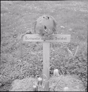 The British Army in North-west Europe 1944-45 The grave of a British airborne soldier killed during the battle of Arnhem in September 1944, photographed by liberating forces on 15 April 1945.