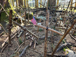 Foto van een Foxhole, waart de soldaten zich ingroeven.