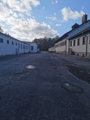 Dachau concentration camp memorial buildings and location located at Dachau, Bavaria, Germany.